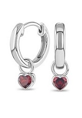 beautiful silver cubic zirconia heart January birthstone baby earrings